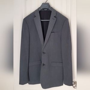 Express Gray Suit Jacket & Pants Set Slim Fit - Perfect Condition
